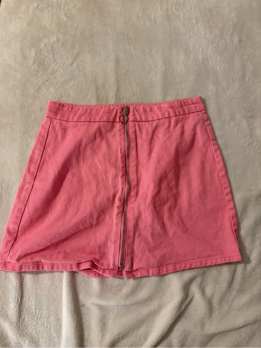 Forever 21 Hot Pink Zip Front Mini Skirt O-Ring Zipper
